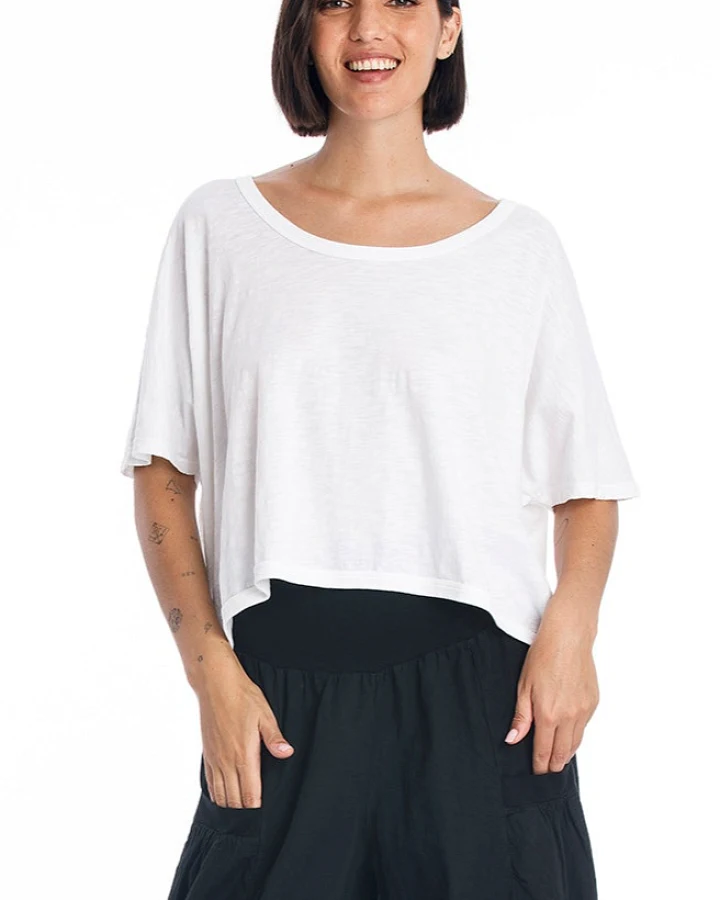 RAVENS VIEW IBIZA Damen vegan Top Square Weiß