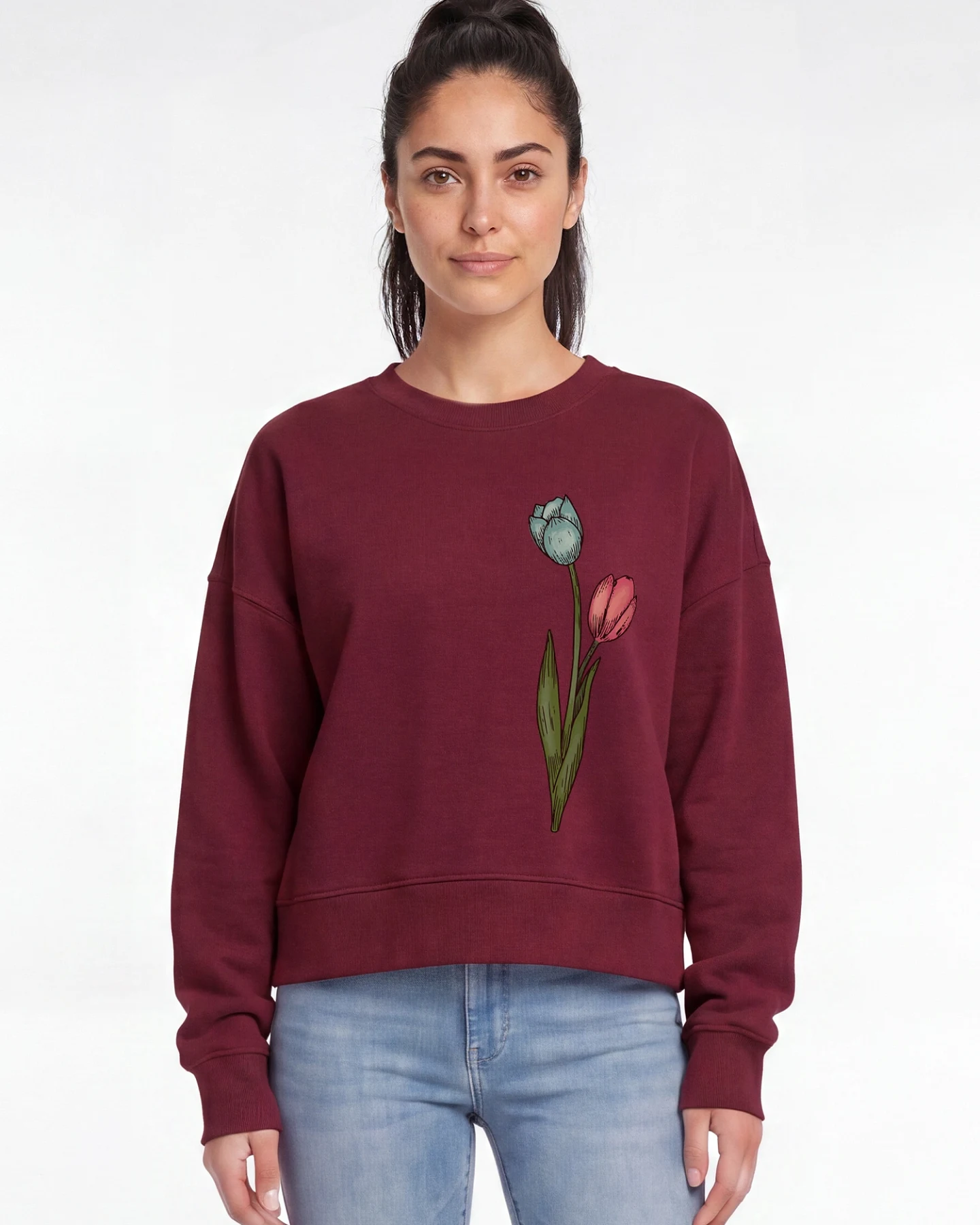 Watapparel Sweatshirt Blume In Wasserfarbe 05 – Ansicht 2