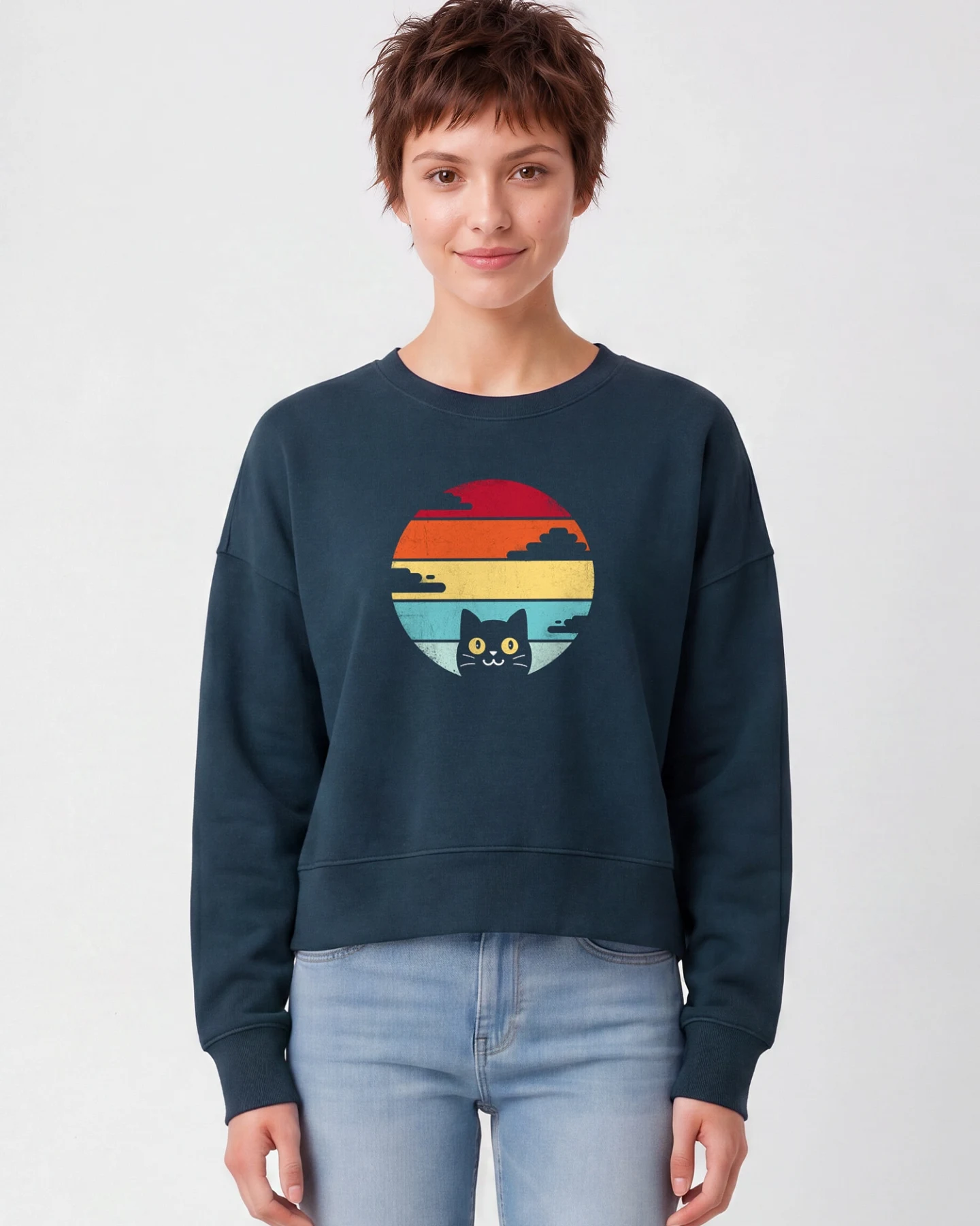 Watapparel Sweatshirt Retro Sunset Cat – Ansicht 2