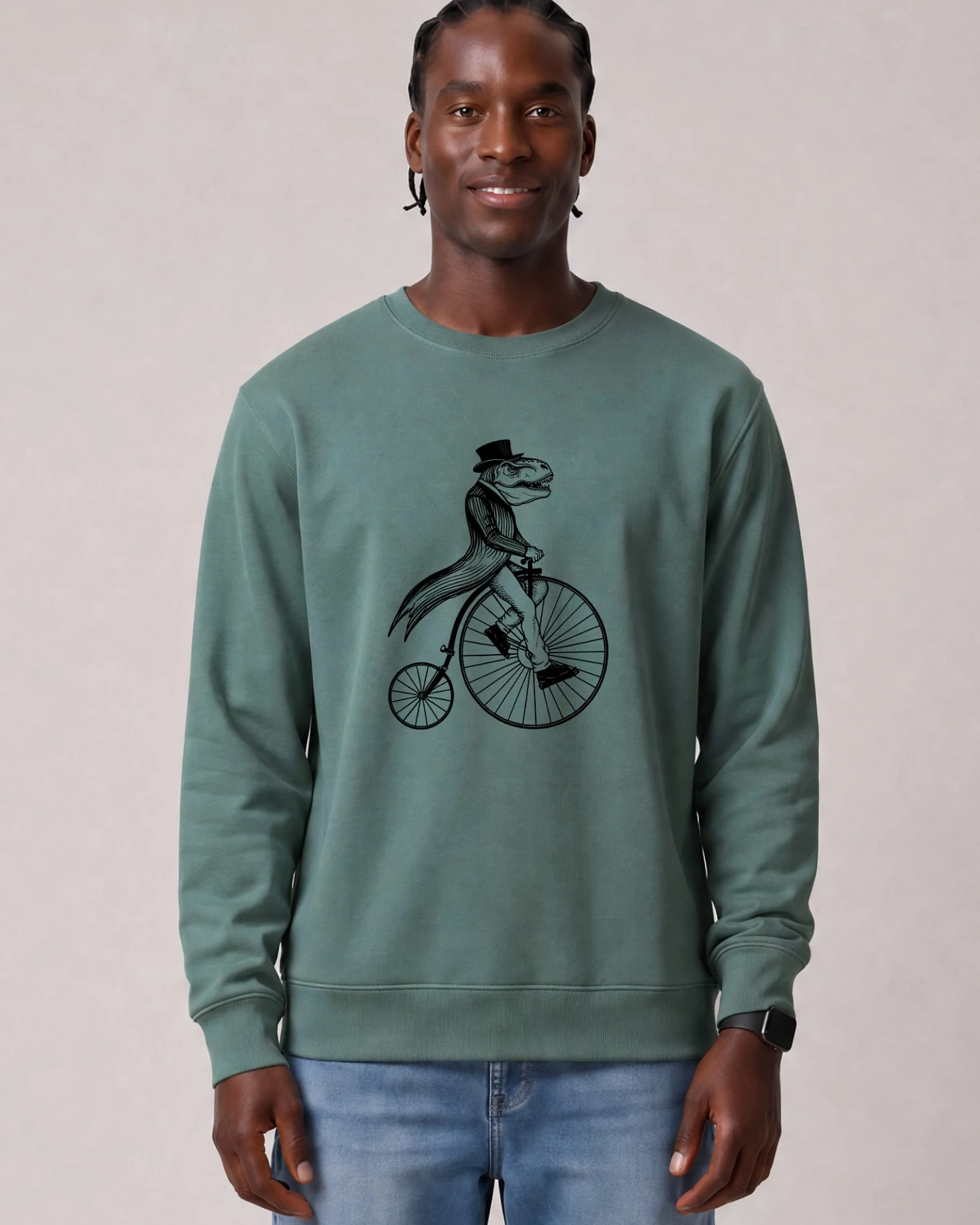 Watapparel Sweatshirt T-Rex Auf Fahrrad – Ansicht 2