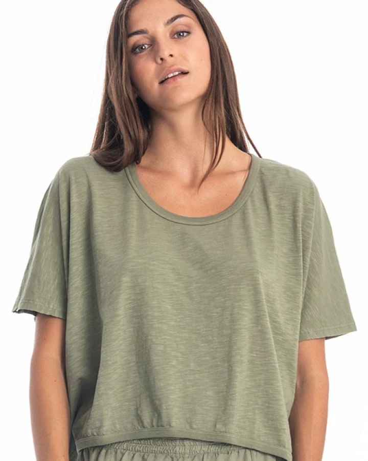 RAVENS VIEW IBIZA Damen vegan Top Square Khaki Grün
