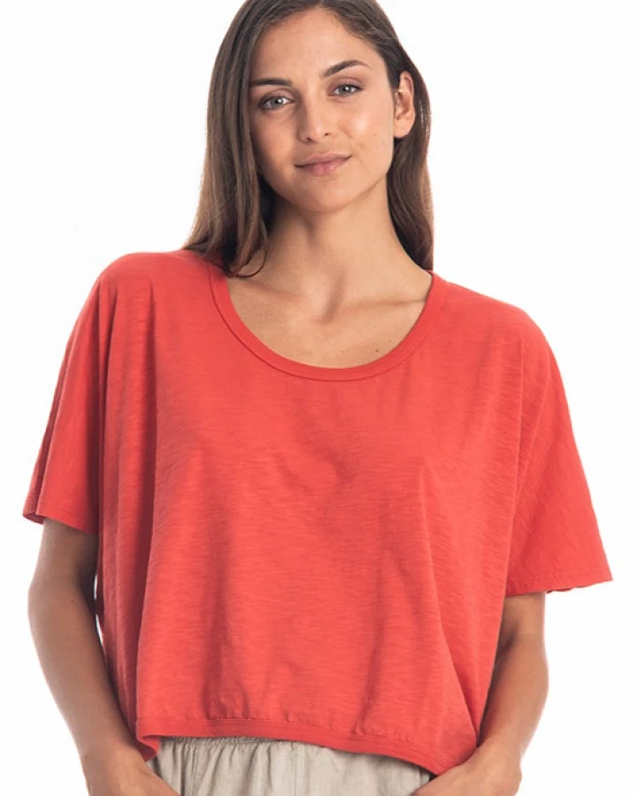 RAVENS VIEW IBIZA Damen vegan Top Square Fliese Rot