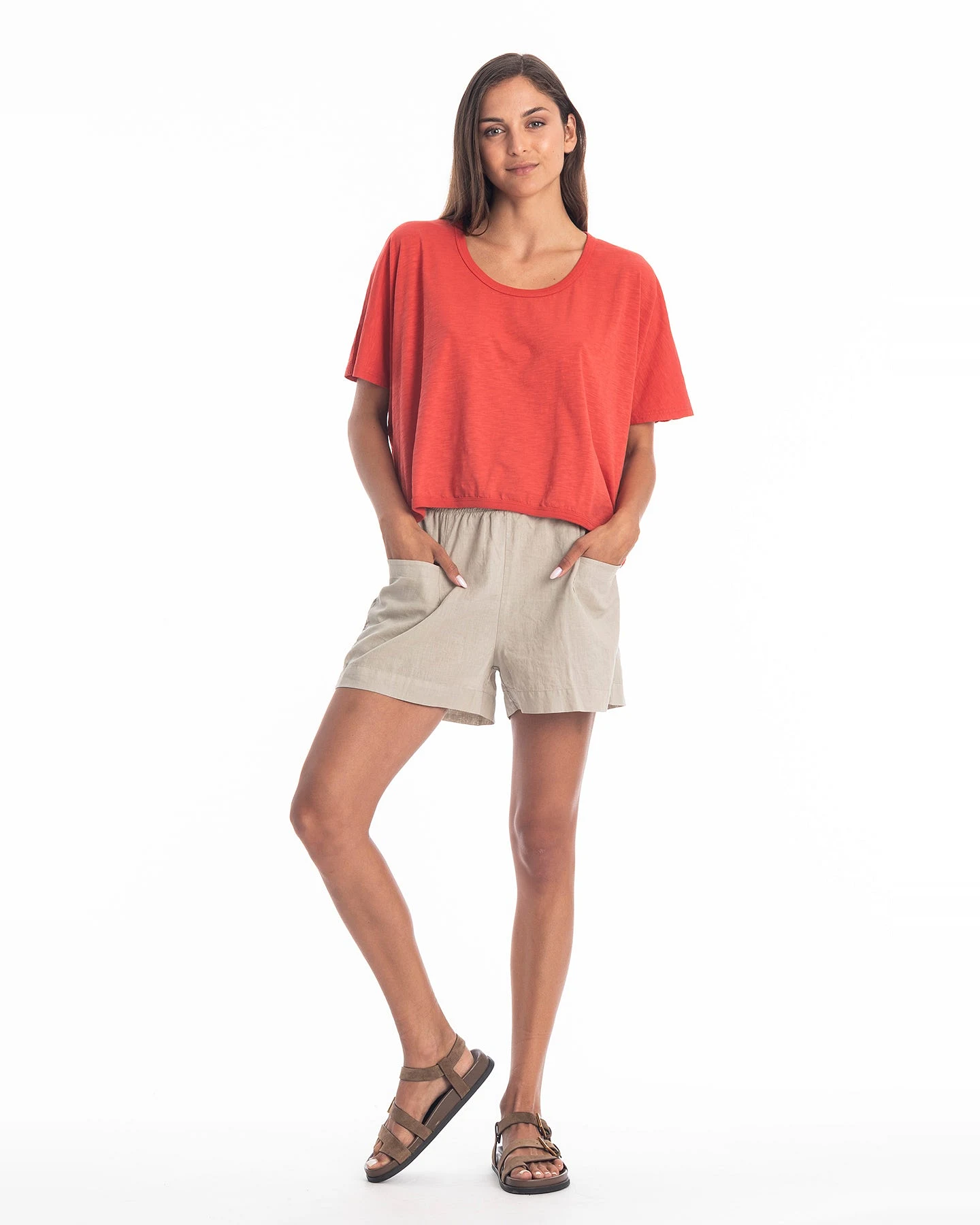 RAVENS VIEW IBIZA Damen vegan Top Square Fliese Rot – Ansicht 2