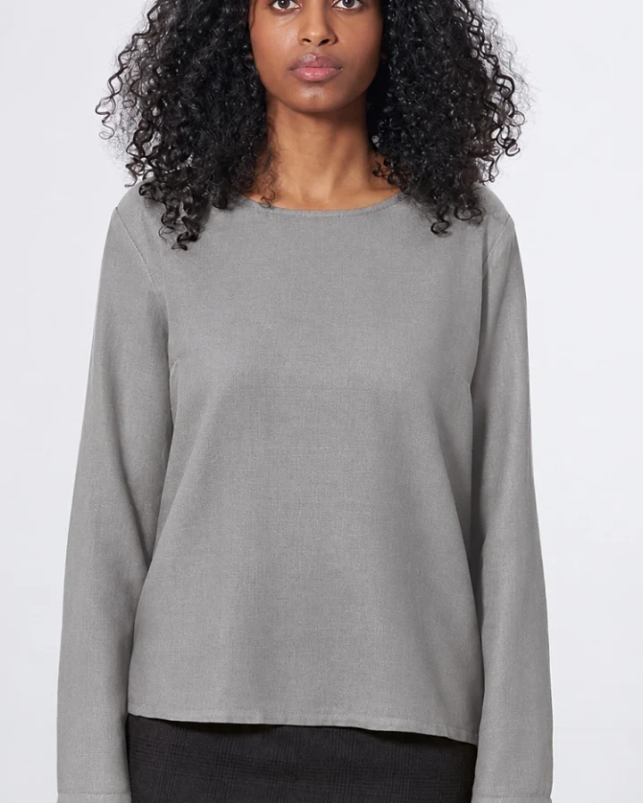 Hempage Damen vegan Bluse Gewebt Taupefarben