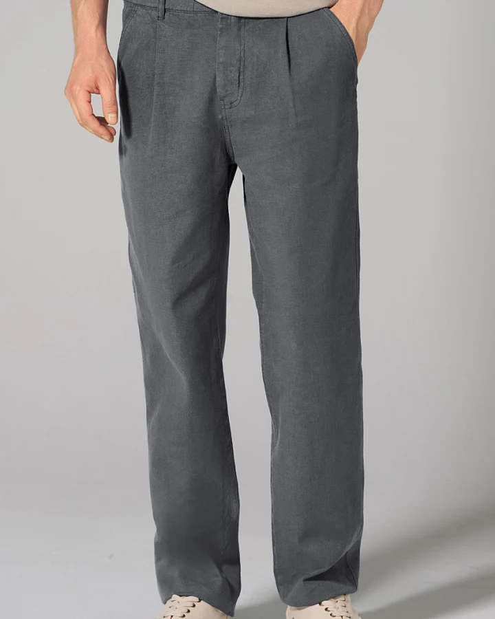 Hempage Herren vegan Plisseehose In Schiefergrau
