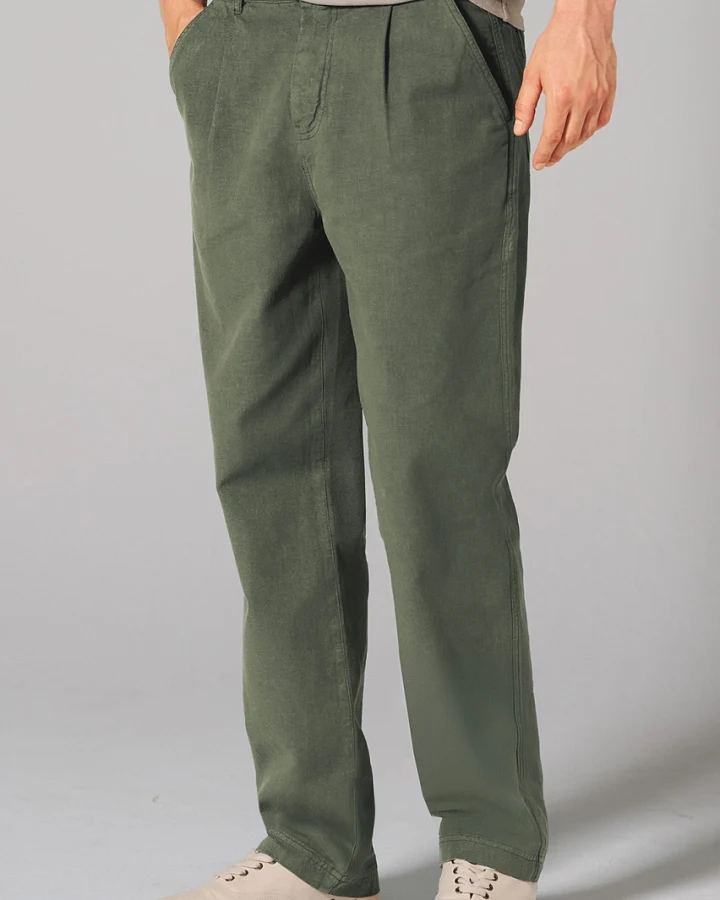 Hempage Herren vegan Plisseehose Moosgrün