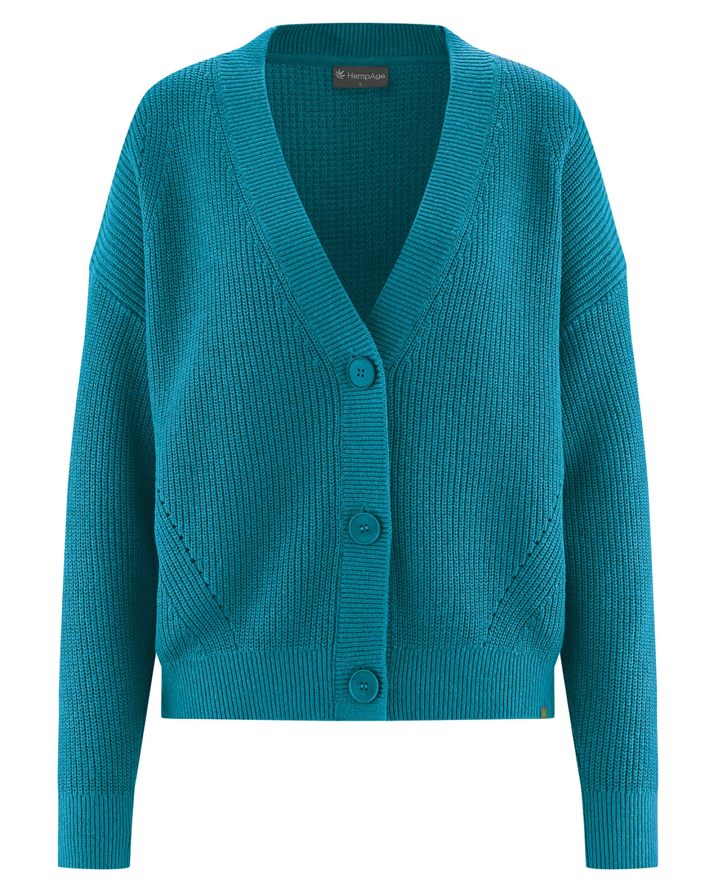 Hempage Damen vegan Strickjacke Timeless Lagoon In Blaugrün – Ansicht 2