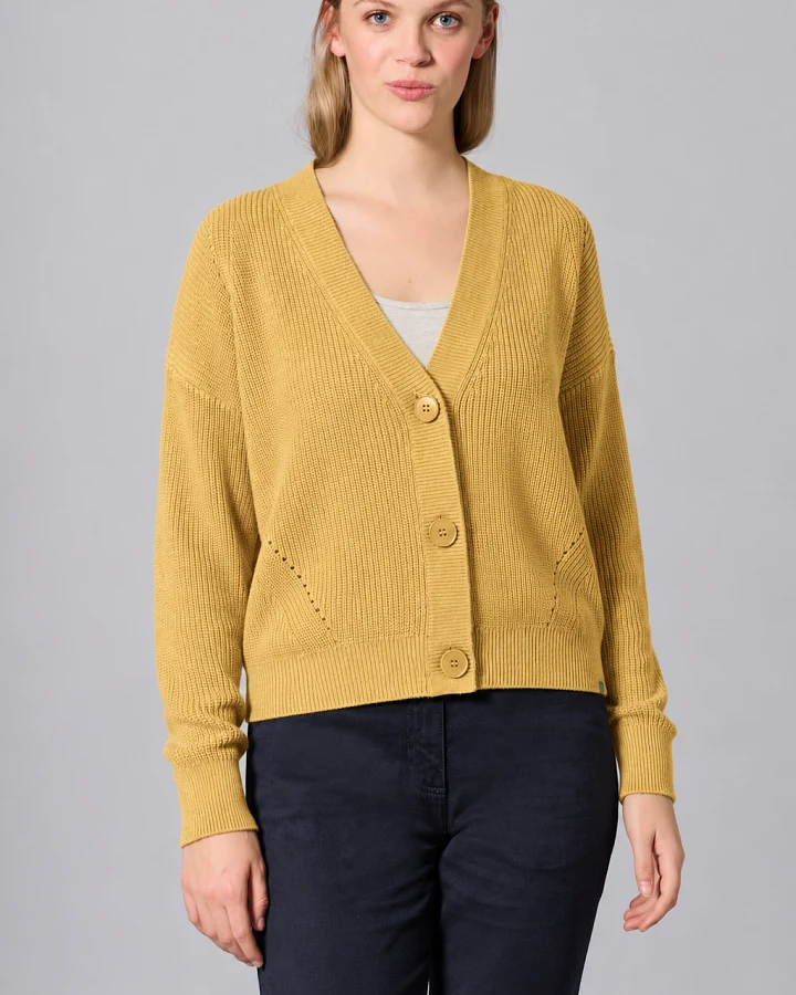 Hempage Damen vegan Strickjacke Timeless In Dijon Gelb
