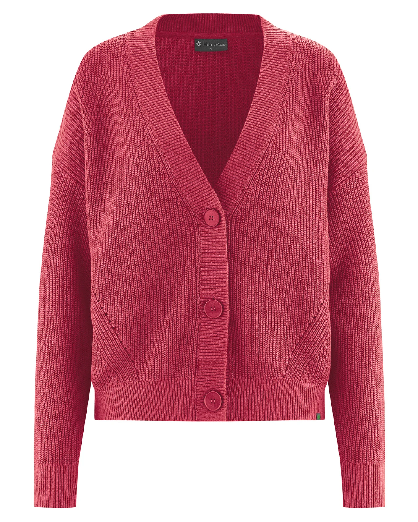 Hempage Damen vegan Strickjacke Timeless In Barolo Rot – Ansicht 2