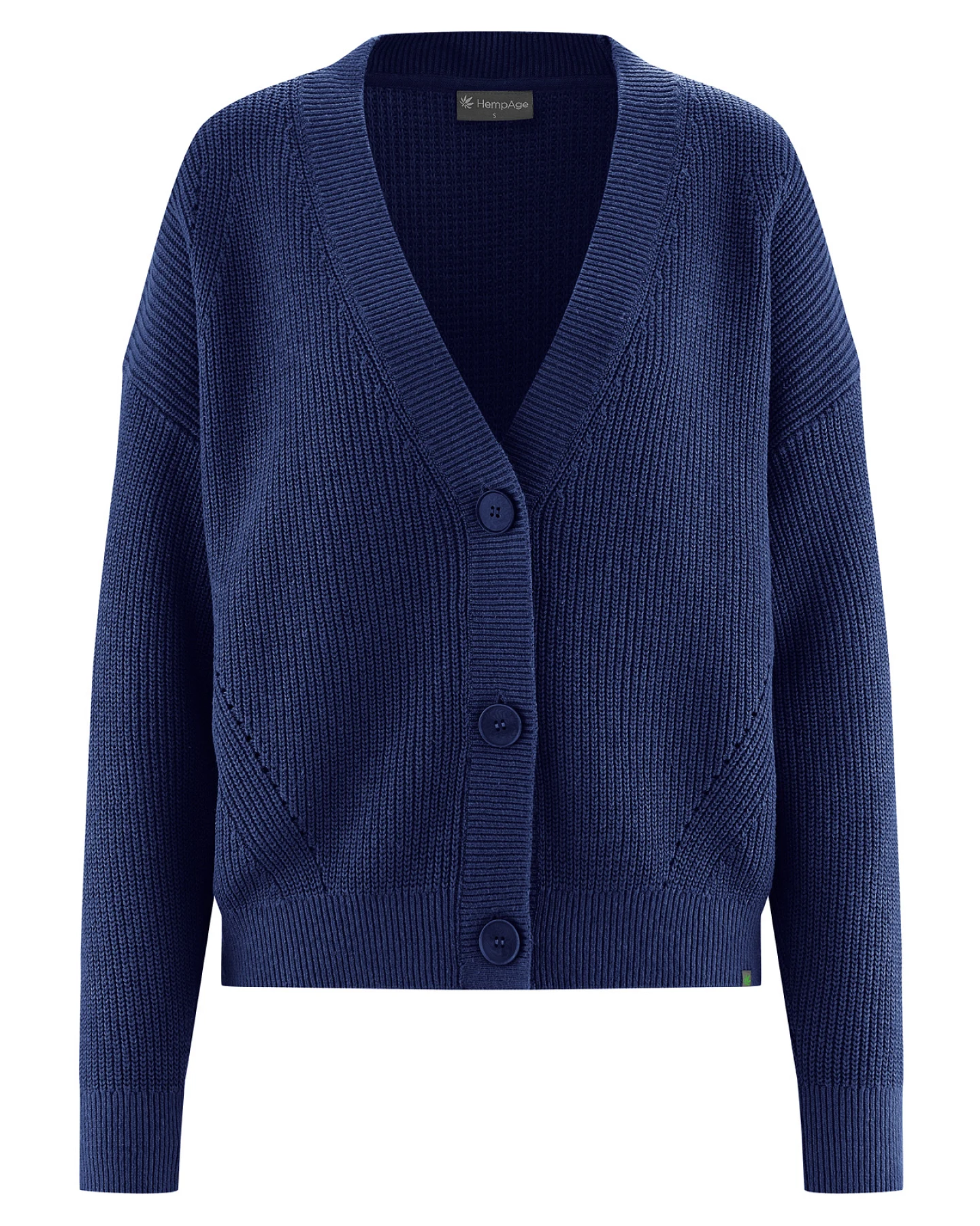 Hempage Damen vegan Strickjacke Timeless Night In Marineblau – Ansicht 2