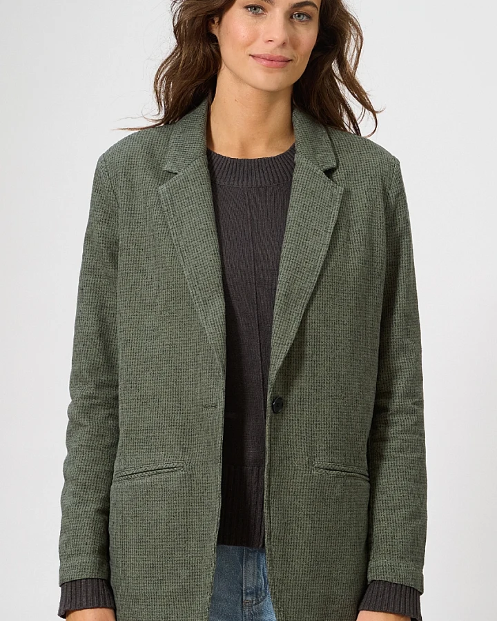 Hempage Damen vegan Blazer Pepita Moosgrün