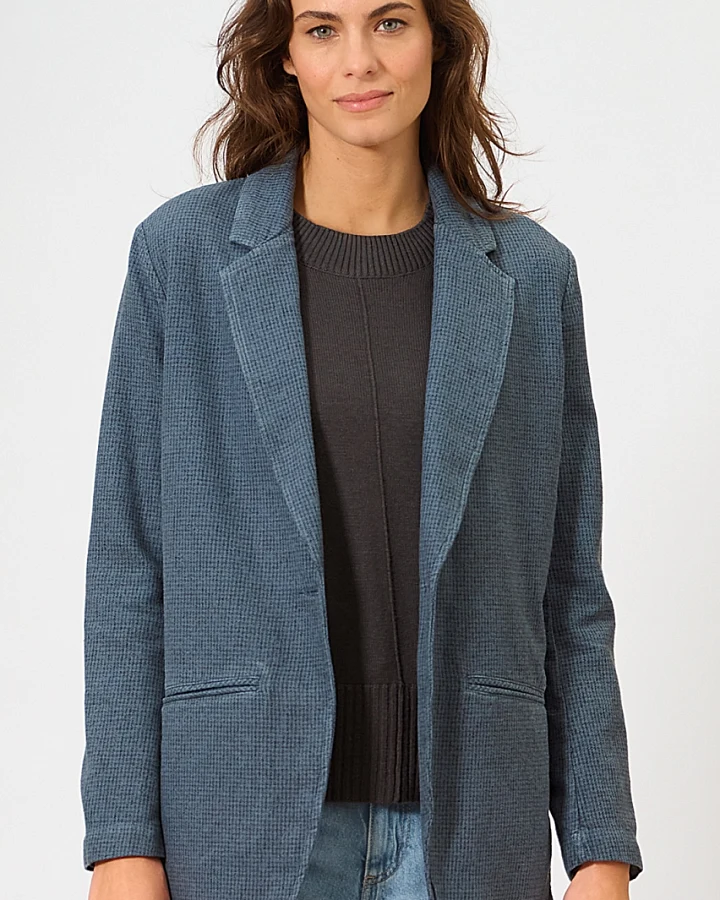 Hempage Damen vegan Blazer Pepita In Taubengrau