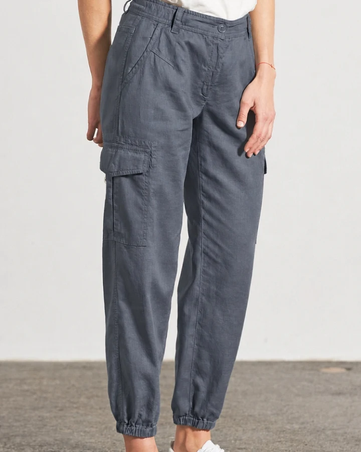 Hempage Damen vegan Sportliche Cargohose Dunkelgrau