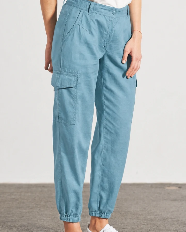Hempage Damen vegan Cargohose Sporty Wave Blau