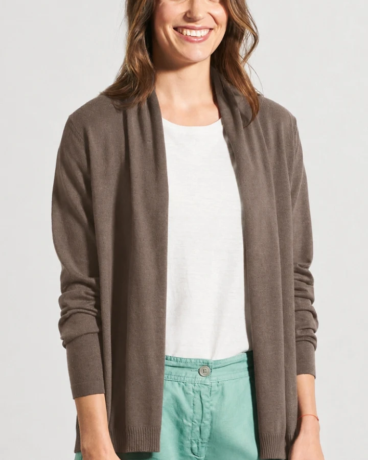 Hempage Damen vegan Leichte Strickjacke Staubbraun