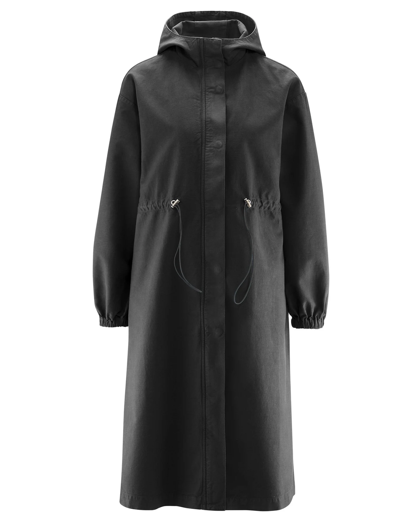 Hempage Damen vegan Mantel Mit Kapuze Schwarz – Ansicht 2