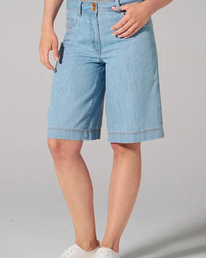 Hempage Damen vegan Jeansshorts Mit 5 Taschen Aqua