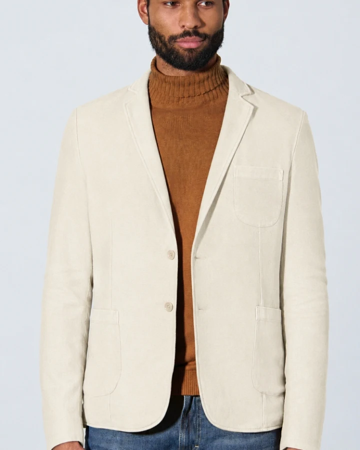 Hempage Herren vegan Modischer Blazer In Naturfarben