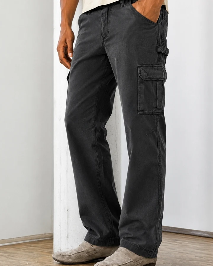 Hempage Herren vegan Cargo Hose Robust Schwarz
