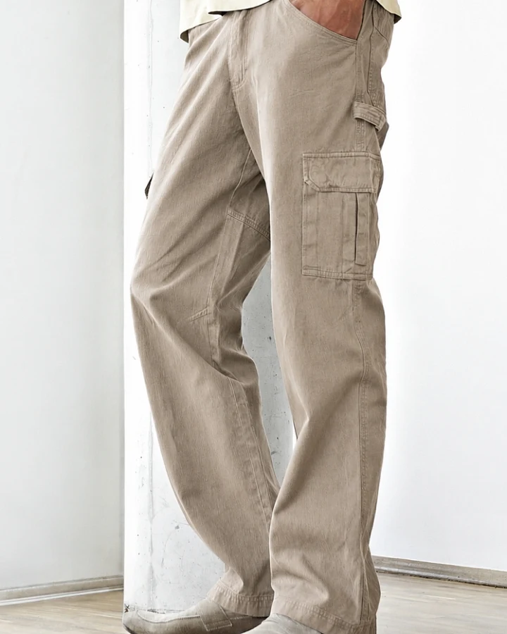Hempage Herren vegan Cargohose Robust Grit Graubeige