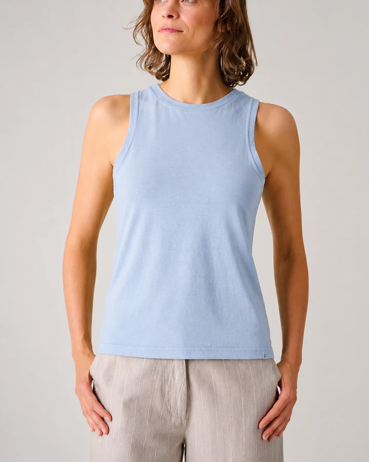 Hempage Damen vegan Crop Top Rauchblau