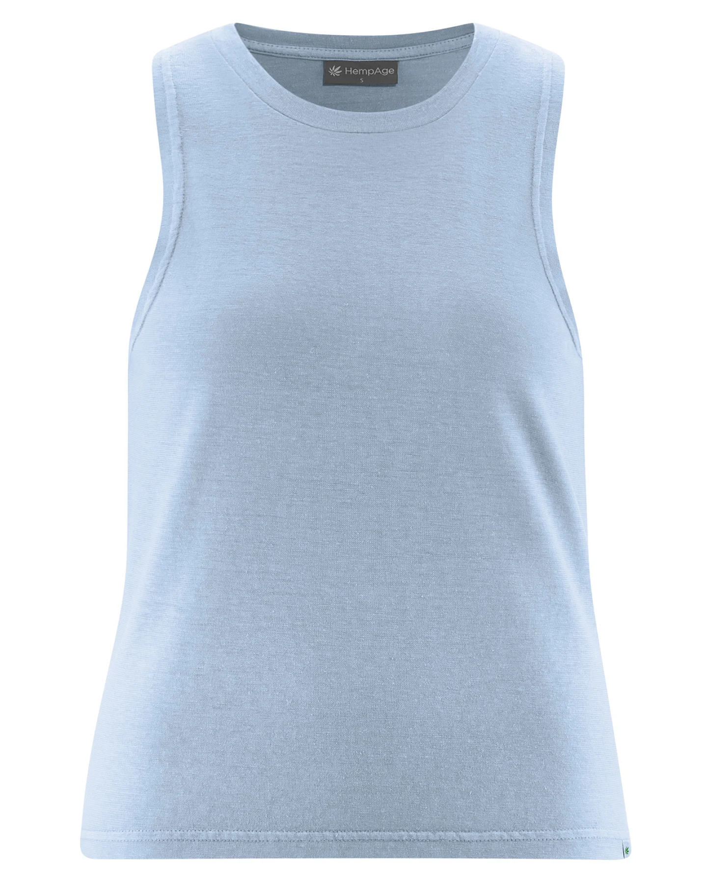 Hempage Damen vegan Crop Top Rauchblau – Ansicht 2