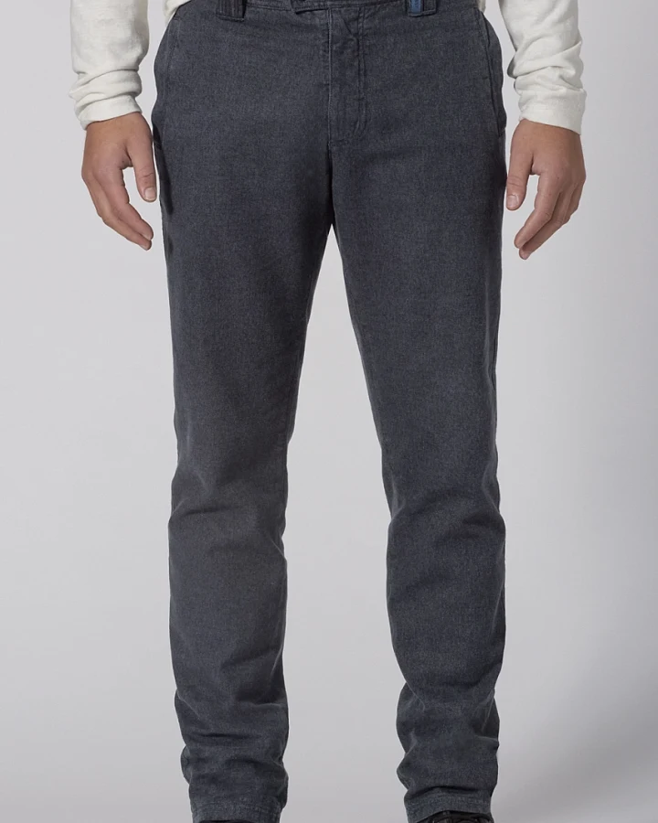 Hempage Herren vegan Chino Hose Kariert Marineblau