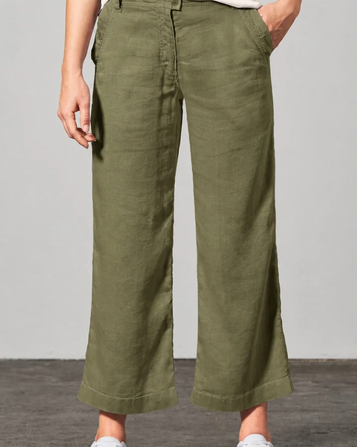 Hempage Damen vegan Culotte Mit Hoher Taille 7/8 Länge Torfgrün