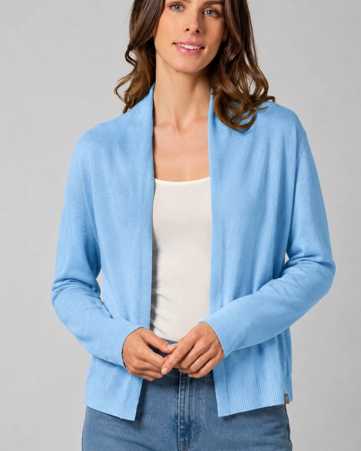 Hempage Damen vegan Strickjacke Mit Schalkragen Glacier