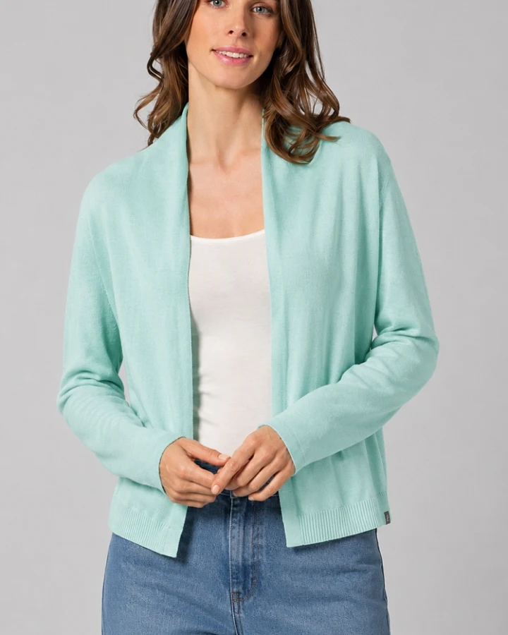 Hempage Damen vegan Strickjacke Mit Schalkragen Lake