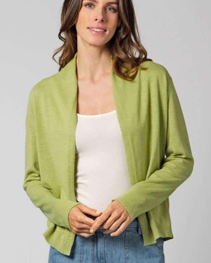 Hempage Damen vegan Strickjacke Mit Schalkragen Bambusgrün