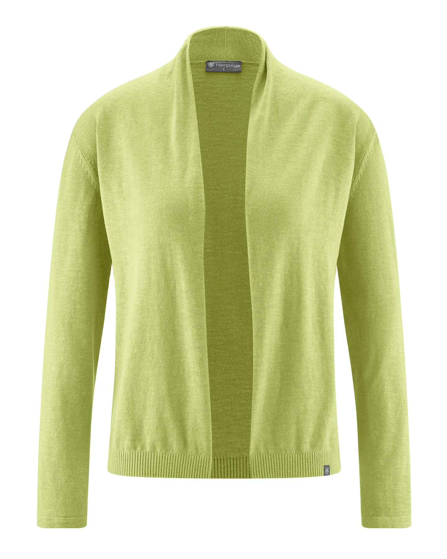 Hempage Damen vegan Strickjacke Mit Schalkragen Bambusgrün – Ansicht 2