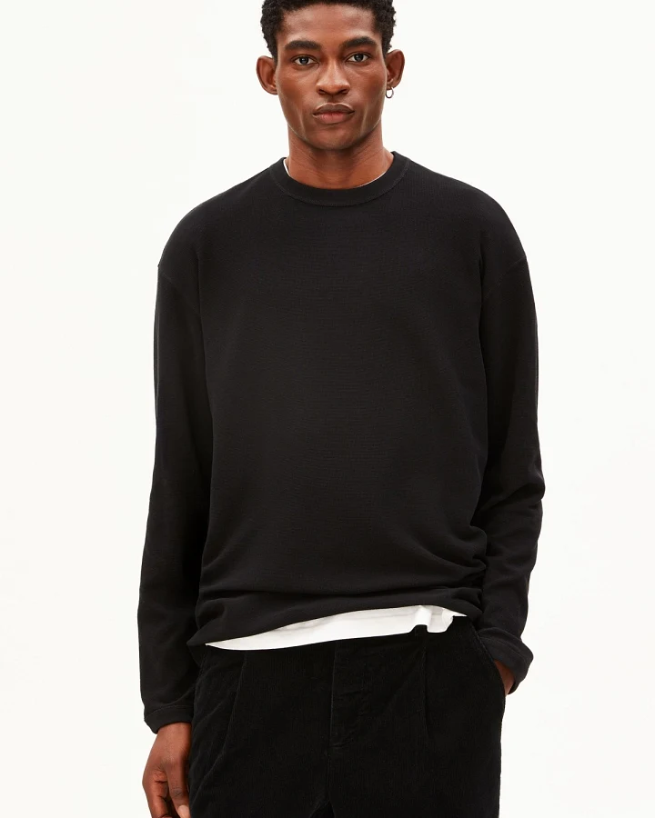 Longsleeve Maarkos Waffle Schwarz