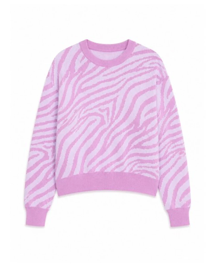 Mazine - Women's Zebra Jacquard Knit Jumper - Pullover Gr XS rosa