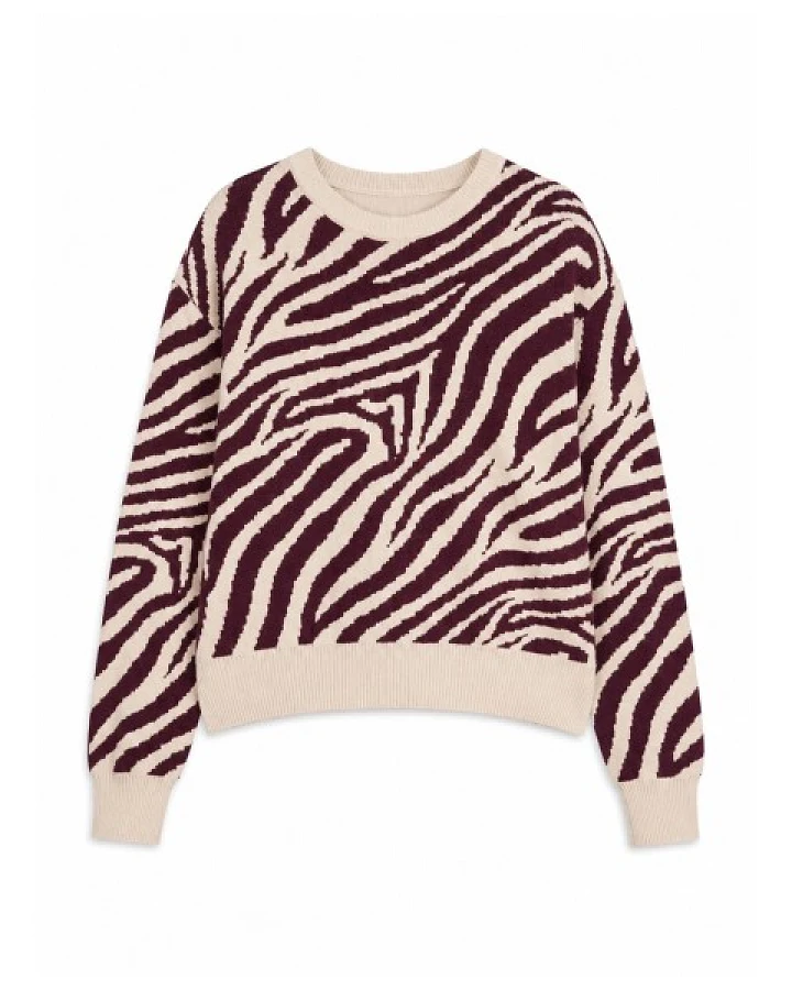 Mazine - Women's Zebra Jacquard Knit Jumper - Pullover Gr XS bunt