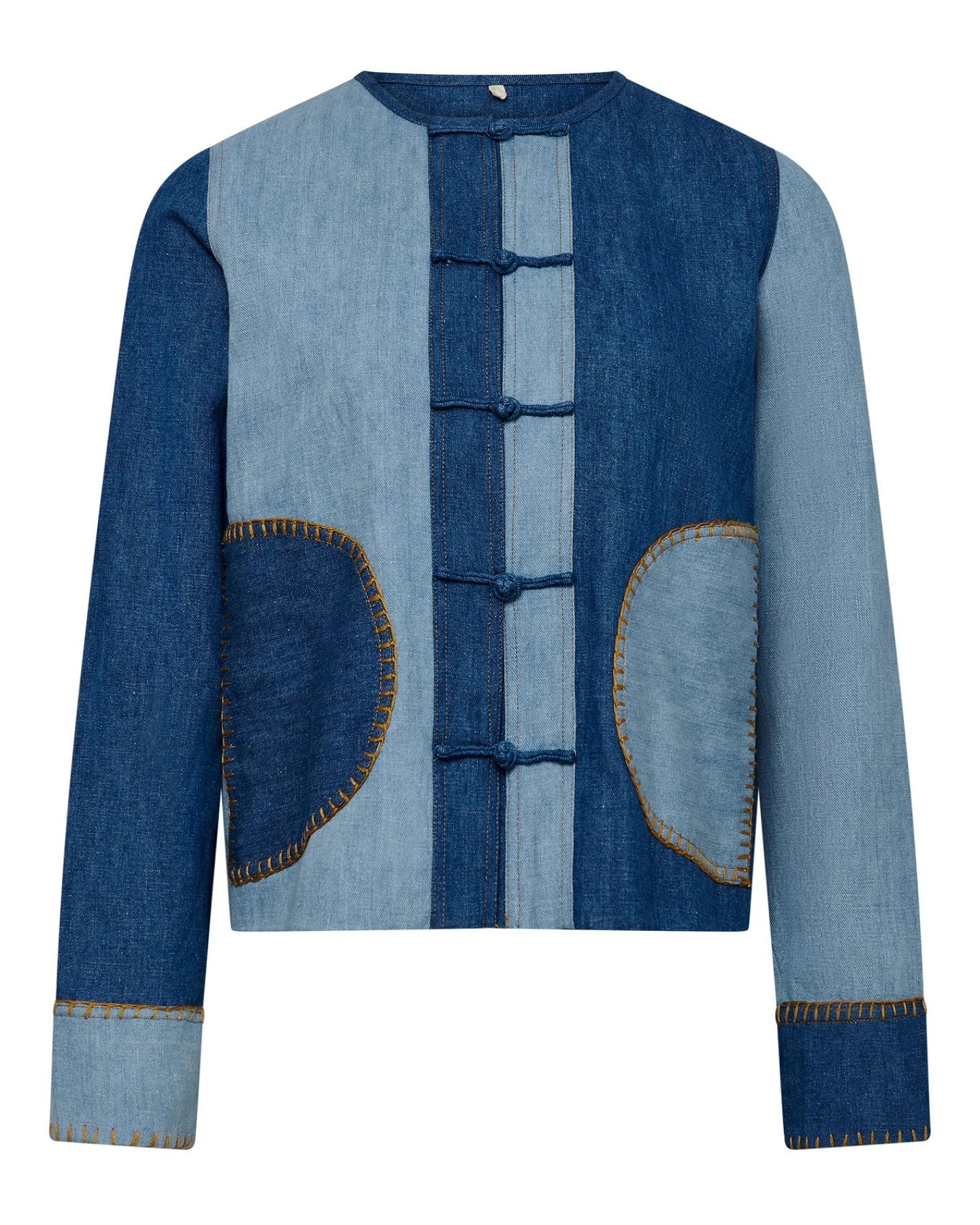 KOMODO Damen vegan Jacke Nelly Blau Patchwork – Ansicht 2