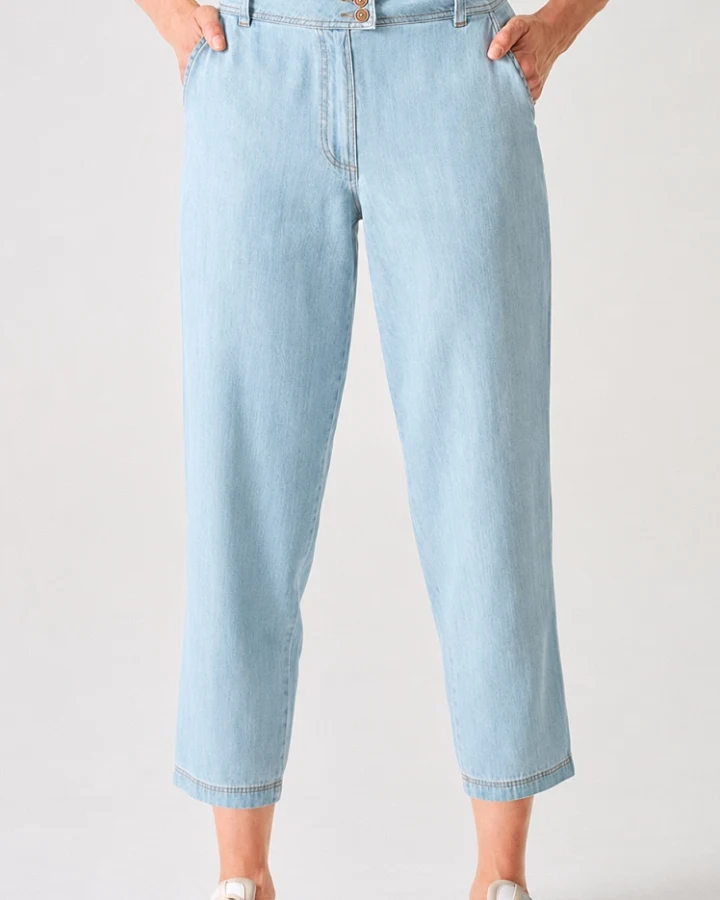 Hempage Damen vegan Baggy Jeans In Aqua