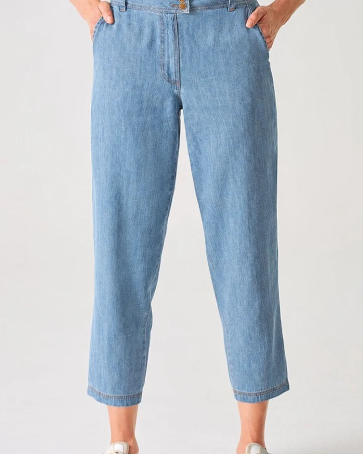 Hempage Damen vegan Baggy Jeans In Uniblue