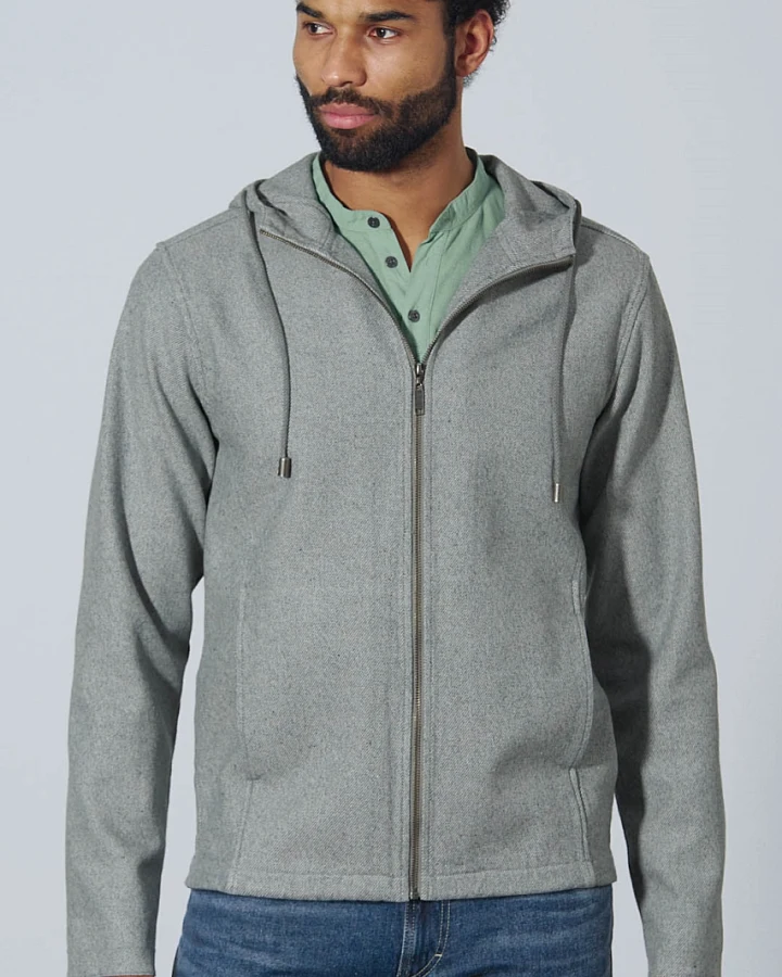 Hempage Herren vegan Kapuzenjacke Freizeit Dunkelgrau