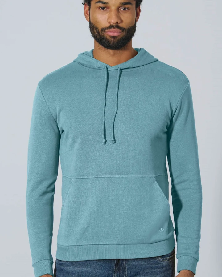Hempage Herren vegan Hoodie Basic Wave Blau