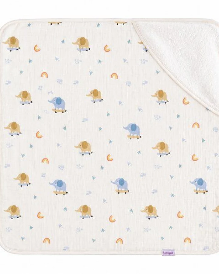 Bebekevi Baby Kapuzenbadetuch 75 × 75 cm aus Musselin & Frottee