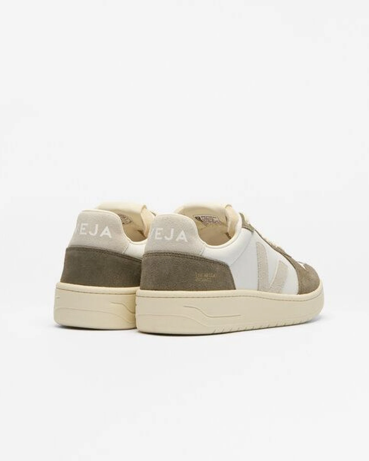 Veja Herren-Sneaker V-82 Grained Leather White-Natural-Kaki – Ansicht 3