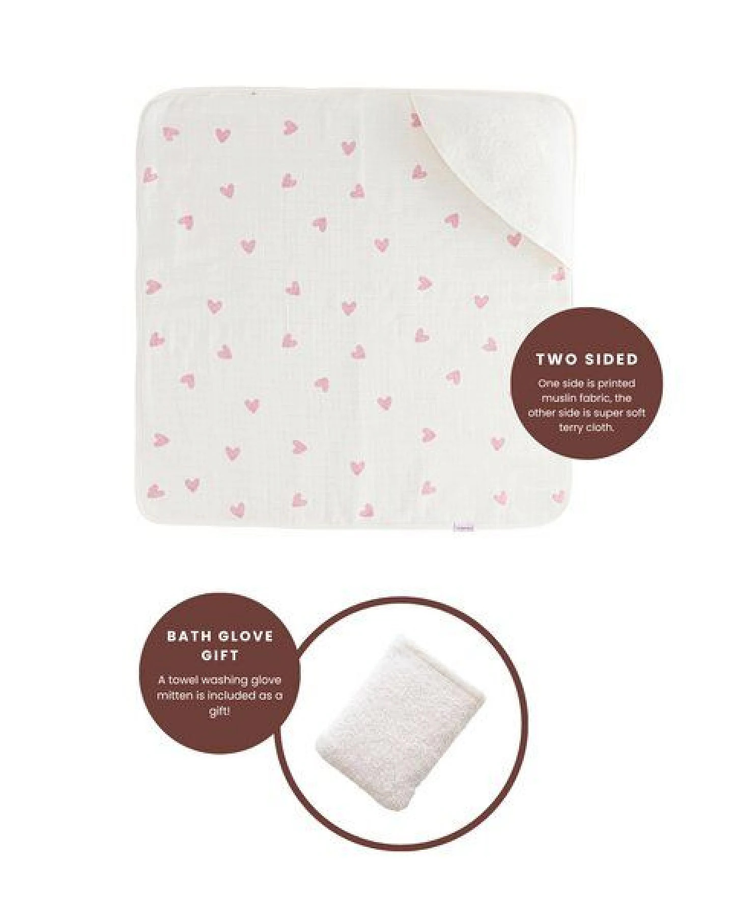 Bebekevi Baby Kapuzenbadetuch 75 × 75 cm aus Musselin & Frottee – Ansicht 3