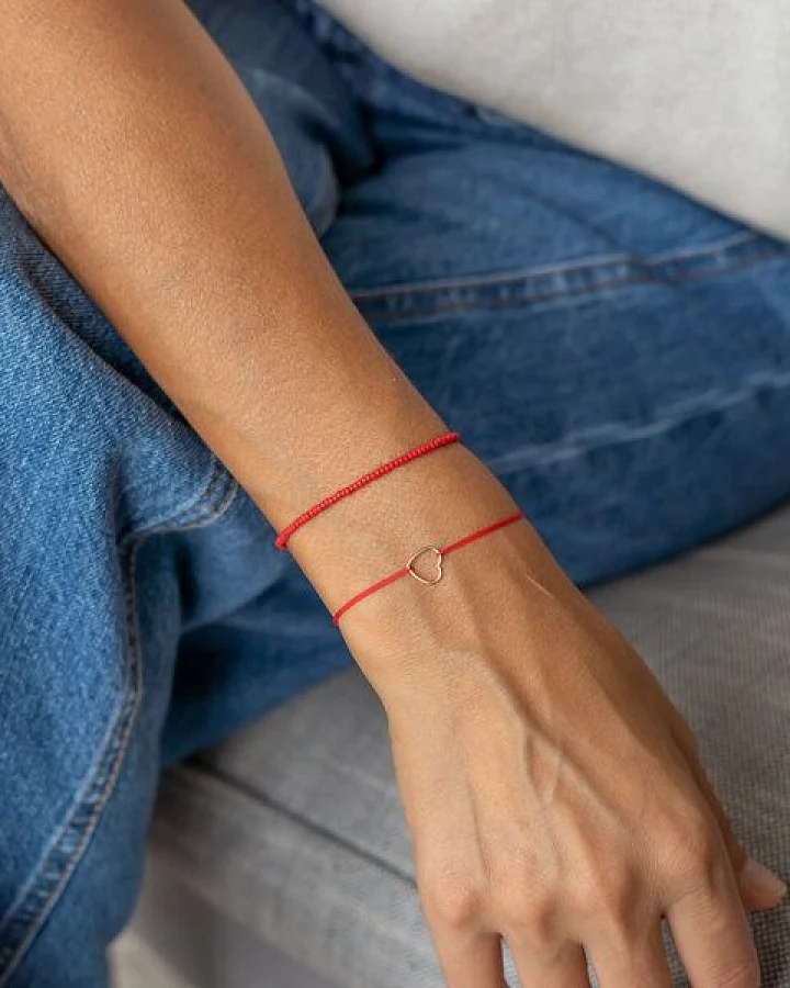 juni Rotes Armband Set mit Herzarmband "Pure Love" - handgemacht in Deutschland