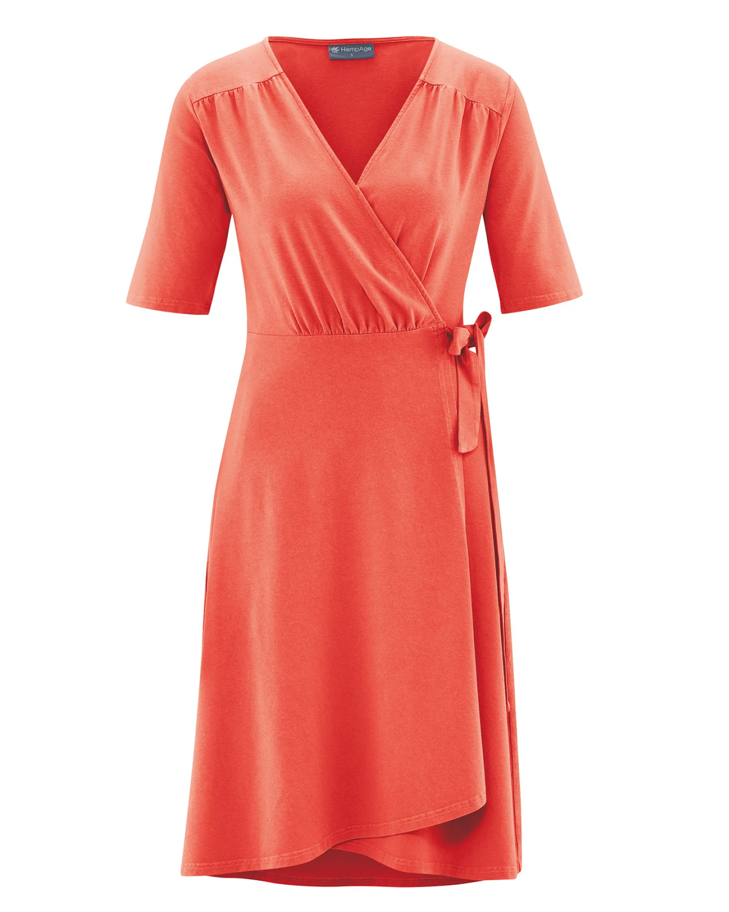 Hempage Damen vegan Wickelkleid Aus Hanf Und Baumwolle Orange – Ansicht 2