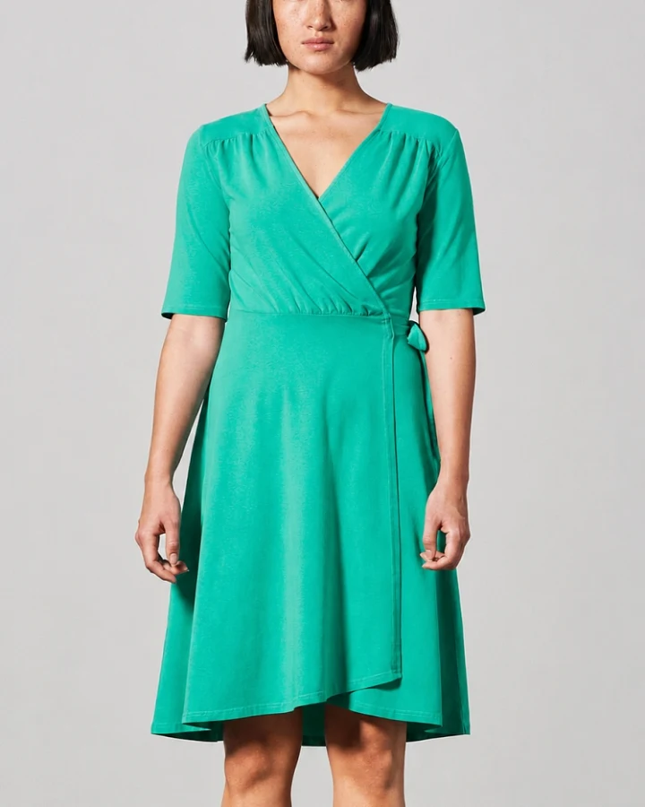 Hempage Damen vegan Wickelkleid In Smaragdgrün