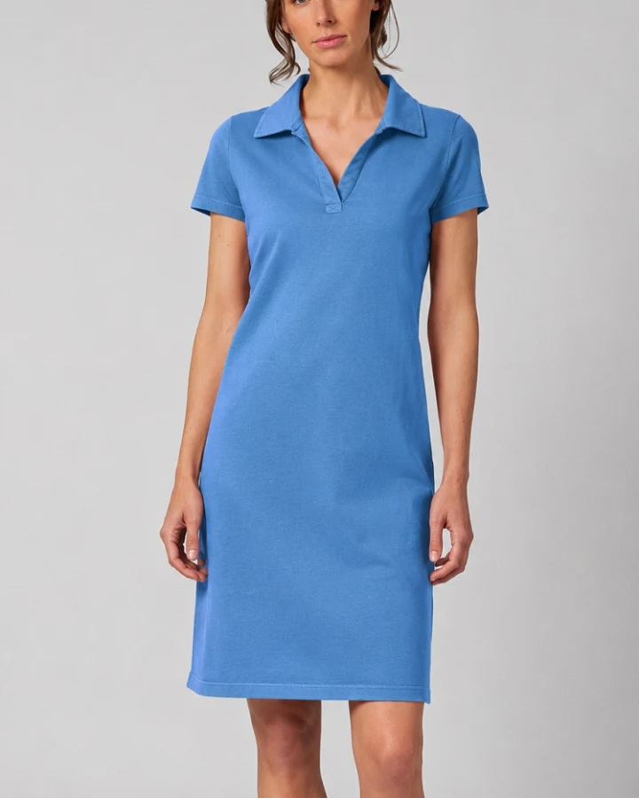 Hempage Damen vegan Kleid Timeless Summer Flat Collar Ocean