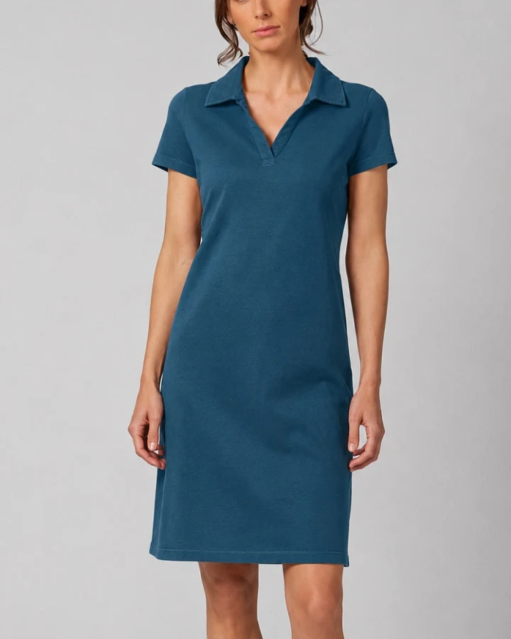 Hempage Damen vegan Kleid Timeless Summer Mit Flachem Kragen Reef Blaugrün