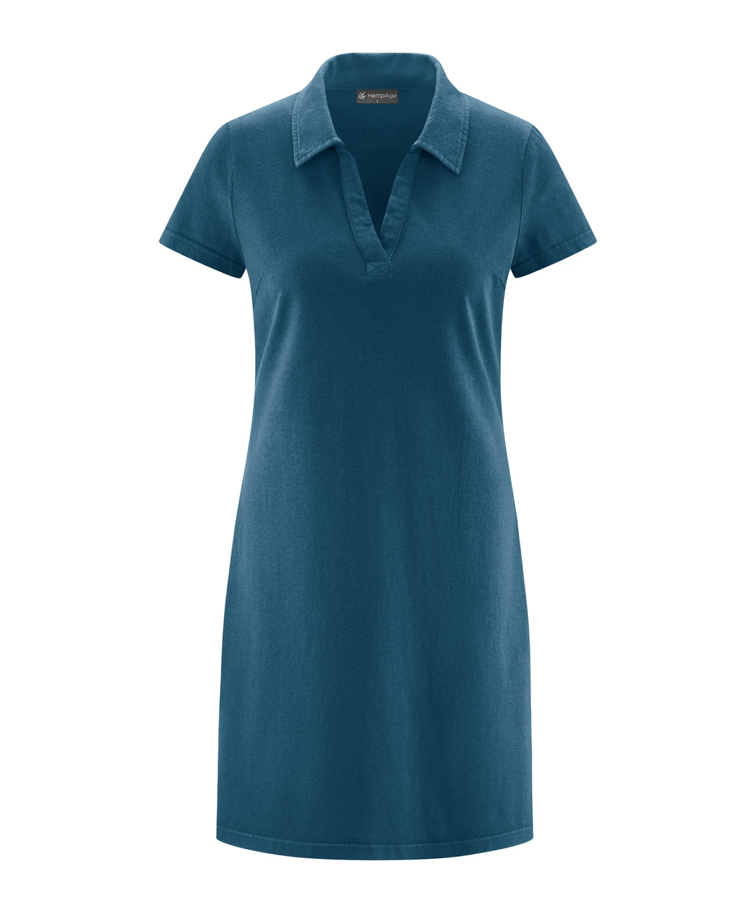 Hempage Damen vegan Kleid Timeless Summer Mit Flachem Kragen Reef Blaugrün – Ansicht 2