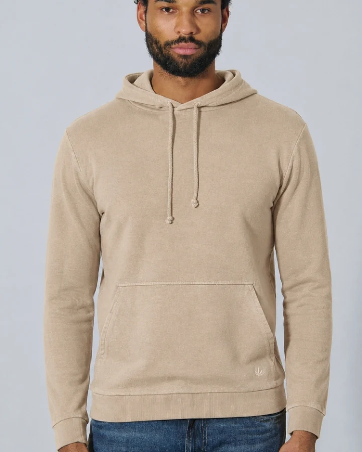 Hempage Herren vegan Hoodie Basic Grit Beige